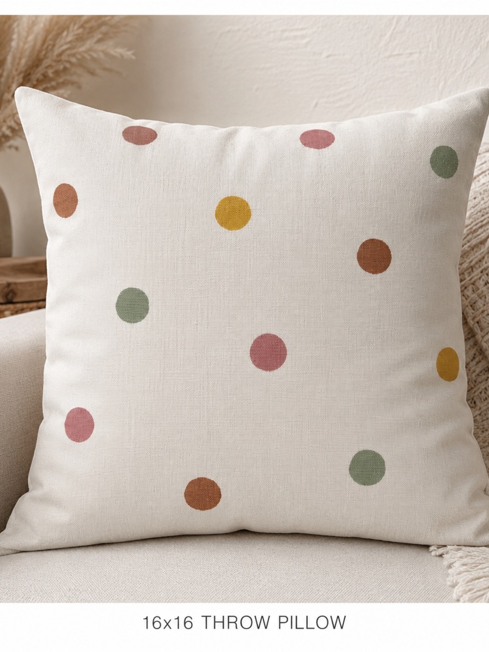 H&M Home Polka Dot Organic Cotton pillow cover - Cream with Multicolor Dots